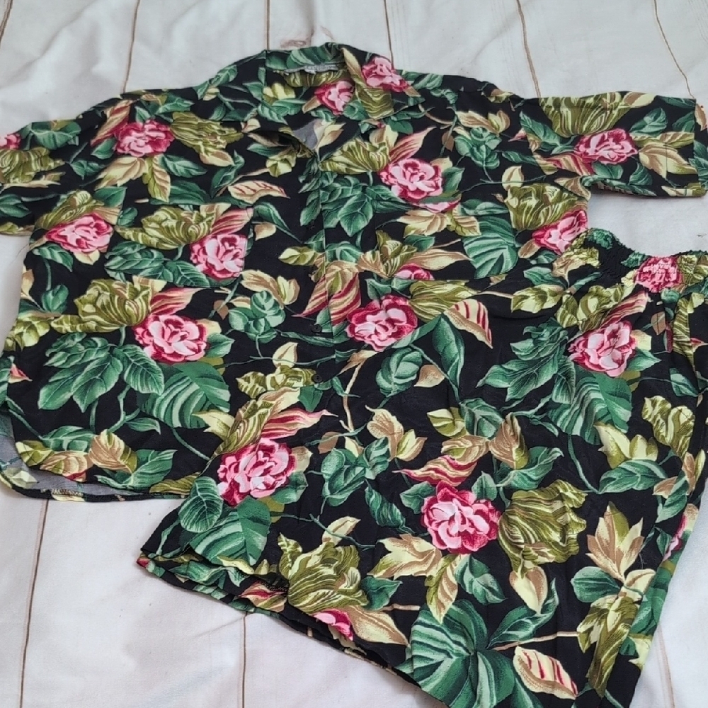 Vintage Marisa Christina Collection Floral Flower Flowy Two Piece Short Set